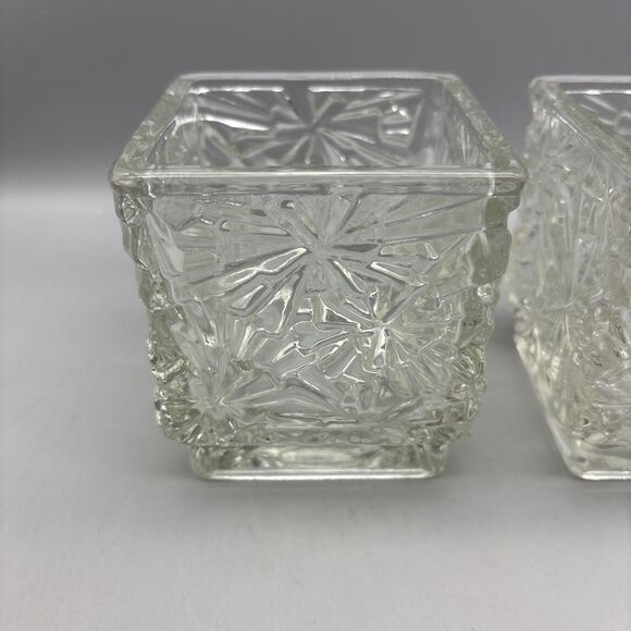 Vintage Avon Starburst Glass Candle Holders Set Of 2 Square - Picture 3 of 10